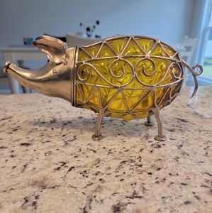 Glass and metal piggy
